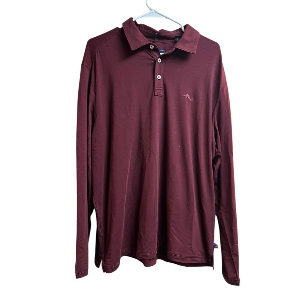 Tommy Bahama Long Sleeve Polo Shirt Burgundy Men's Large